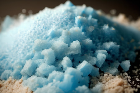 Close up of blue sugar powder. Shallow depth of field.の素材