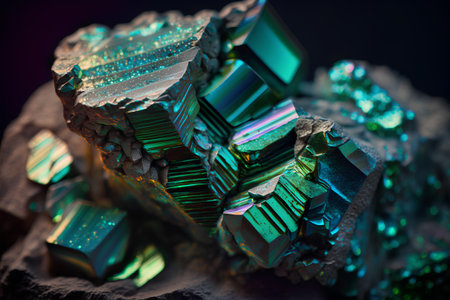 Turquoise tourmaline on a dark background. Macro shooting.の素材