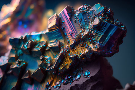 Fluorite crystals on a black background. 3d renderingの素材