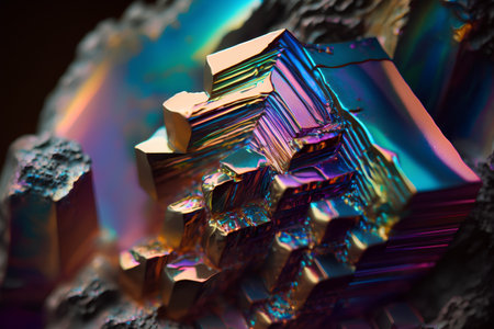 Fractal 3d illustration of a crystal with multicolored backgroundの素材