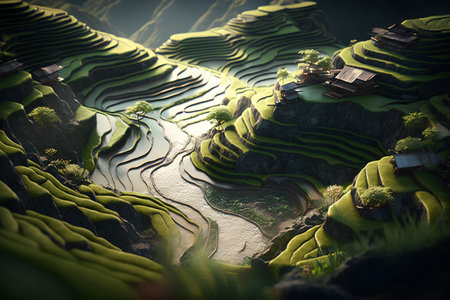 Terraced rice field in Yuanyang, Yunnan, Chinaの素材