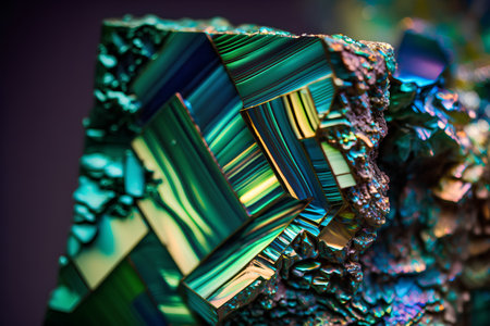 Macro shot of a precious gemstone with different colors and texturesの素材
