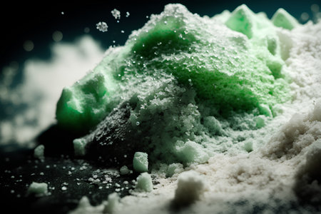 Close up view of a pile of salt crystals. Selective focus. Toned.の素材