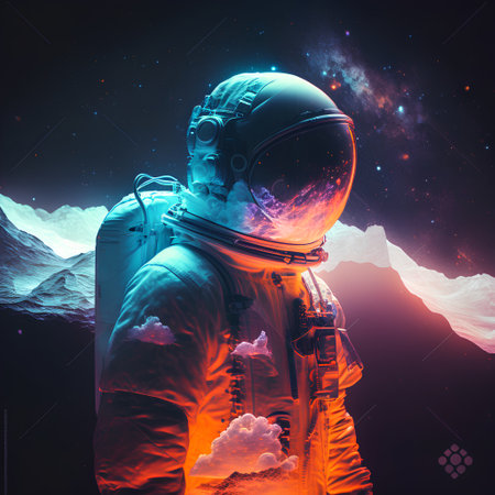 Astronaut in outer space. Elements of this image furnished by NASAの素材