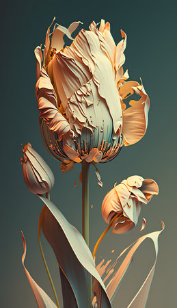 3d illustration of a tulip flower. Abstract floral background.の素材