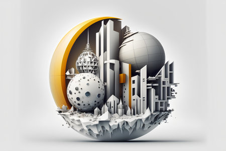 Abstract 3d futuristic city. Futuristic city. Vector illustration.の素材