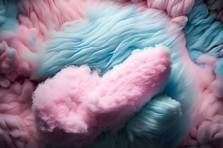 Heart shaped cloud made of pink and blue fabric. Love concept.の素材