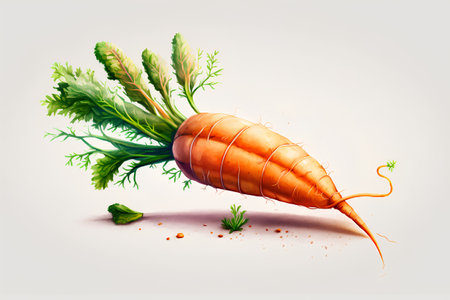 Carrot with leaves isolated on white background. Hand drawn illustration.の素材