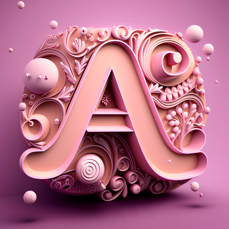 3d render. Letter A in pink and beige colors. 3d illustration.の素材