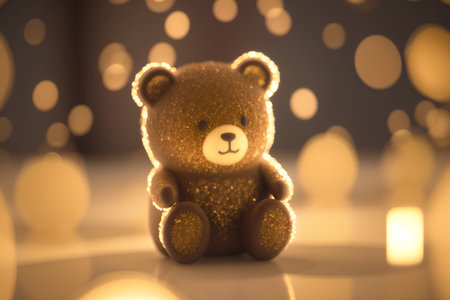 Cute teddy bear with bokeh background. 3d renderingの素材