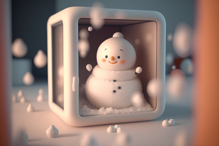 snowman in a box, 3d render, square imageの素材