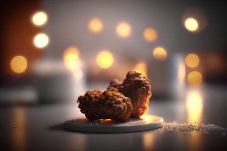 Christmas decoration with cookies and candles on a background of bokehの素材