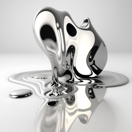 3d render of water drop on white background with reflection in waterの素材