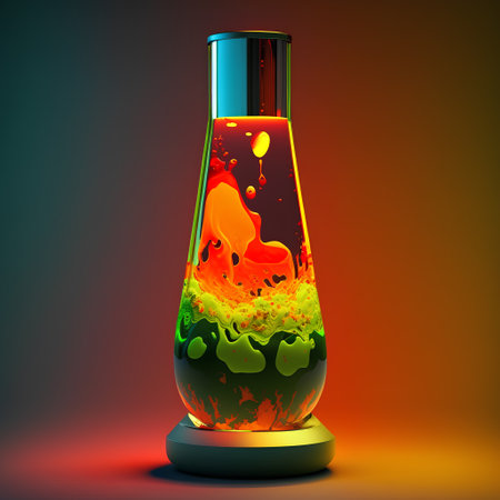 Laboratory glassware with colorful liquid. 3d render illustration.の素材