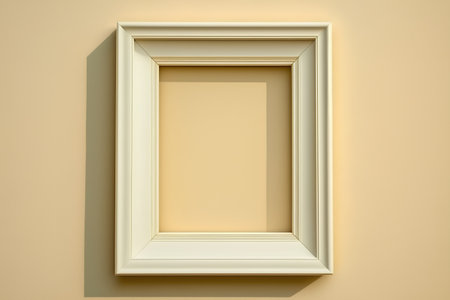 Picture frame on a yellow wall, 3d render, square imageの素材