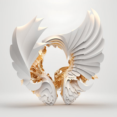 3d render, abstract background, white and goldrative elementsの素材