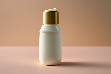 Blank white cosmetic bottle on pastel background. 3d renderingの素材