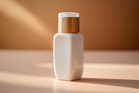 Cosmetic bottle on a beige background. Skin care concept.の素材