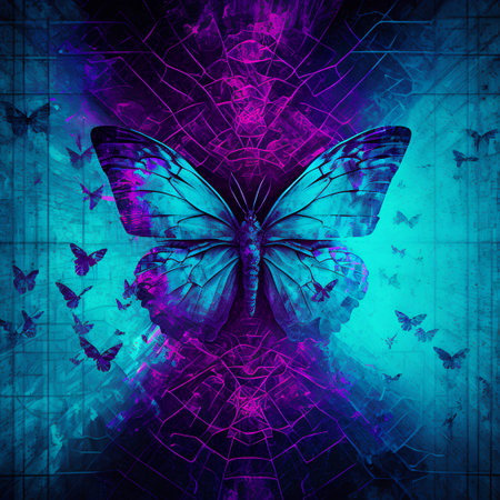 Abstract butterfly on grunge background, digital artwork for creative graphic designの素材