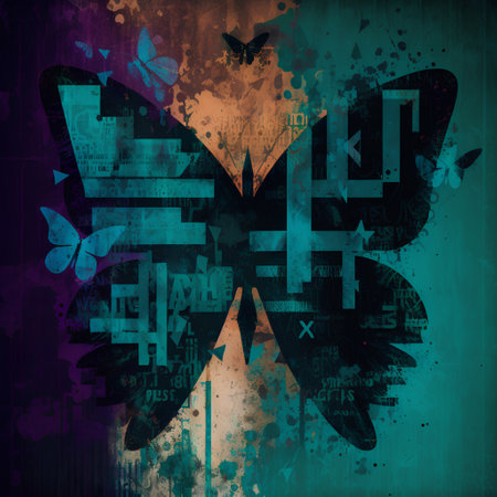 Butterfly on grunge background. Grunge style.の素材