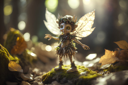 Little fairy in the forest. Halloween concept. Selective focus.の素材