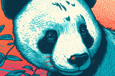 Hand drawn vector illustration of a giant panda. Vector illustration.の素材