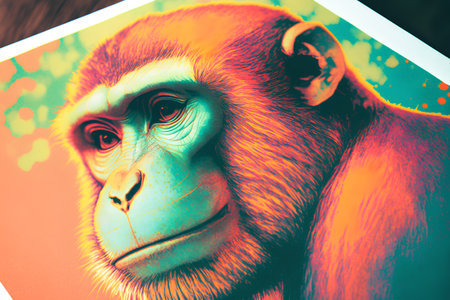 Portrait of a monkey in a photo studio. Animal portrait.の素材