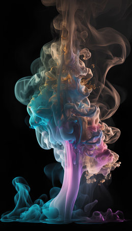 Abstract smoke isolated on black background. Fantasy fractal texture. Digital art. 3D rendering.の素材