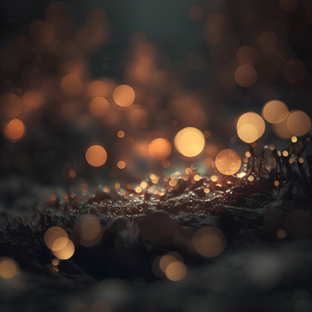 abstract background with bokeh defocused lights and tree barkの素材