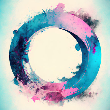 Abstract watercolor circle frame with space for your text. Grunge backgroundの素材