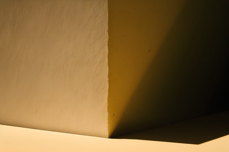 yellow wall with shadow in empty room. 3d render illustration.の素材