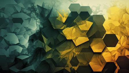 Flag of Palau in the form of hexagons on a grunge backgroundの素材