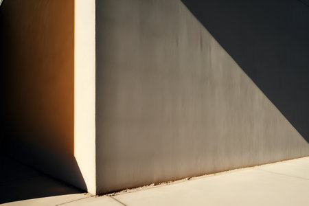 Abstract image of a concrete wall with a shadow from the sun.の素材