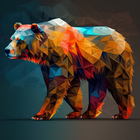 Abstract polygonal bear. Low poly bear. Vector illustration.の素材