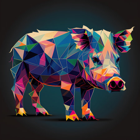 Low poly wild boar, low polygon style vector illustration.の素材