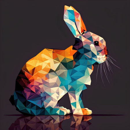 Rabbit polygonal low poly vector illustration. Animal design.の素材