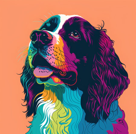 Cocker Spaniel portrait. Vector illustration of a dog breed.の素材