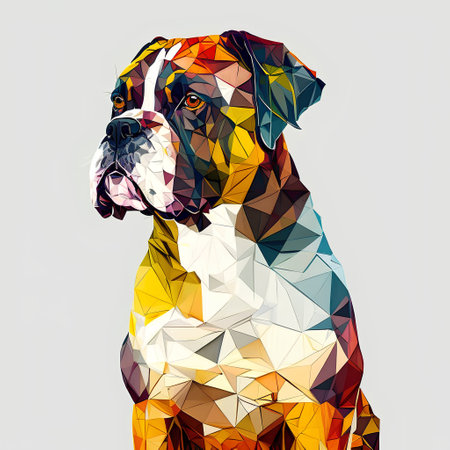 Low poly illustration of a boxer dog. Polygonal design.の素材