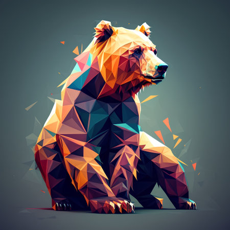 Polygonal bear. Abstract low poly bear. Vector illustration.の素材