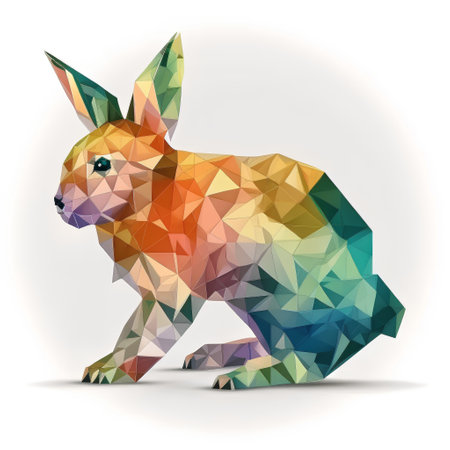 Vector low poly rabbit isolated on white background. Polygonal rabbitの素材
