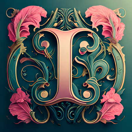 Vintage floral capital letter U in Victorian style. 3D renderの素材