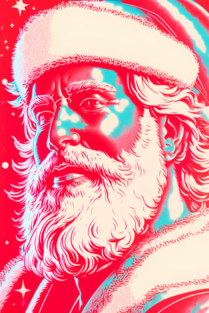 Santa Claus portrait. Contemporary art collage. Christmas theme. Vector illustration.の素材