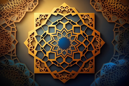 Background with Islamic ornament. 3d vector illustration. Ramadan Kareem.の素材