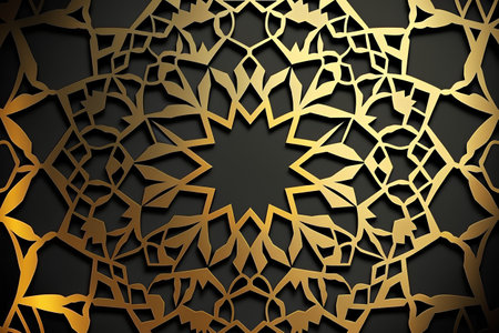 Arabic pattern on a black background. 3d illustration for designの素材