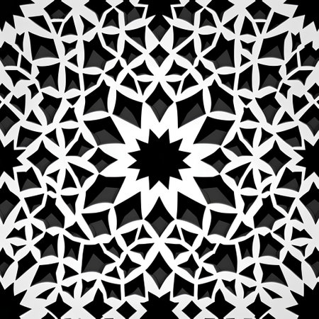 Seamless pattern with mandalas in black and white colorsの素材