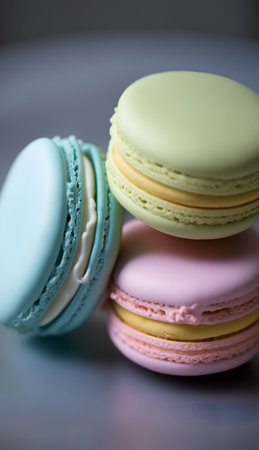 Colorful macaroons on a white background. Toned.の素材