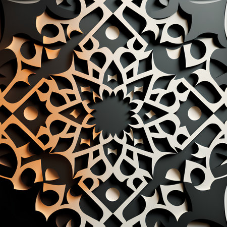 Seamless pattern with arabic ornament. 3D renderの素材