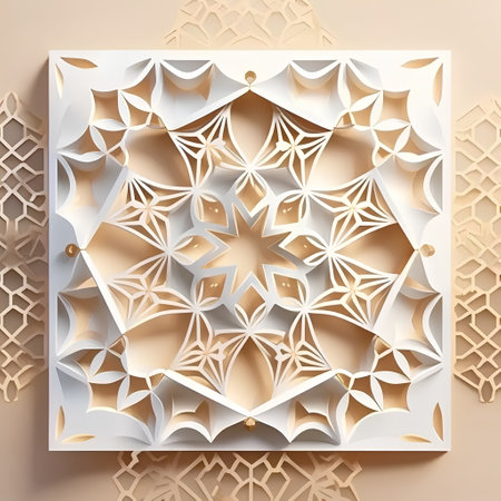 3d illustration of islamic pattern in paper cut style.の素材