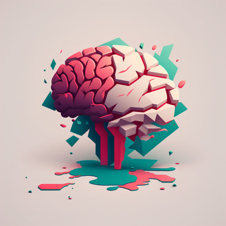 Creative brain concept. 3d vector illustration of human brain on pink background.の素材