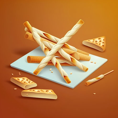 Biscuit sticks with cheese on a plate. Vector illustration.の素材
